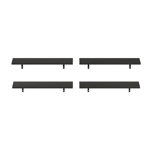 Furinno Rossi Floating Shelves for Wall Set of 4, 23-Inch Wall Shelf, Floating Shelf, Wall Mounted Shelves, for Bathroom, Bedroom, Living Room, Espresso - color: Espresso, size: 24-Inch, Set of 4