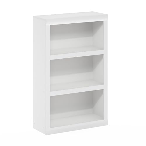 Furinno Rail Book Shelf, 3-Tier Bookshelf, Bookcase with Open Shelf, 10.1 x 24.6 x 39, for Living Room, Bedroom, Home Office, White - color: White, size: 3-Tier, 10 x 24.6 x 39