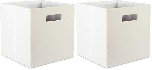 DII Poly-Cube Storage Collection Hard Sided, Collapsible Solid, Small, Off White (Pack of 2) - color: Off White, size: Small Square, 11x11x11" (Pack of 2)