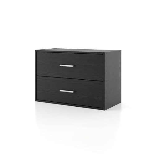 Homes: Inside + Out Apexa 2-Drawer Wooden Stackable Storage Drawers, Small Food Pantry Cabinet, Cajonera De Madera, Underbed Drawer Dorm Teen Room Decor & Bedroom, Home Office, Kitchen, Black - color: Black, size: 2-Drawer