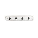 Spectrum Farmhouse Key Holder Wall Mount Rack for Entryway Garage Mudroom Hanging Organization, Easy Install Rustic Key Ring Holder Rack for Keychains Rings & Fobs, White Washed with Black Hooks