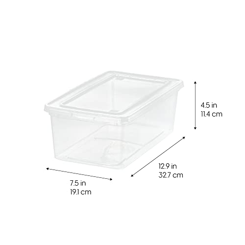 IRIS USA 6-Pack Storage Bins with Lids, 6 Quart - Crystal Clear, Shoe Boxes Stackable Containers Organize Shoes Closet Shelves, Teacher Tools Classroom Organization, Game - BPA-Free Plastic - size: 6 Qt, style: 6 Pack