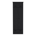 Modern Black Dresser Closet: 1 Door Upper Storage, 2 Shelves, Hanging Tube with 2 Doors, Bottom Drawer - Compact Wardrobe Solution
