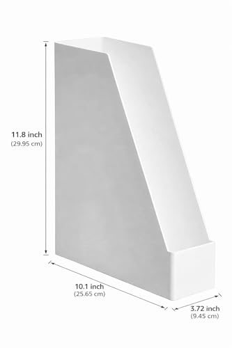 Amazon Basics Rectangular Plastic Desk Organizer, Magazine Rack, White, 2-Pack