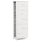 Crestlive Products Tall Dresser, 8-Drawer Fabirc Storage Tower, Chests of Drawers - Vertical Organizer Unit for Bedroom, Hallway, Entryway, Nursery, Closets - Steel Frame, Wood Top & Handles (White) - color: White, style: Narrow-8 Drawers