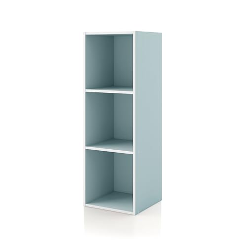 Homes: Inside + Out Apexa 3-Cube Storage Organizer Shelves, Stackable Wood Bookcase Fits Cubby Bins for Organization, Dorm Teen Room Decor & Home Office, Light Blue - color: Light Blue, size: 3-Cube