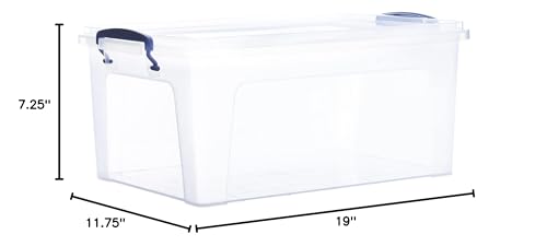 Superio Clear Storage Container with Lid, 16 Quart Plastic Bin for organization, Non-Toxic, BPA Free, Odor-Free, Stackable Latch Box organizer for Home, Dorm, Classroom, Garage, Closet (16 Quart) - size: 16.25" x 11" x 7.25"