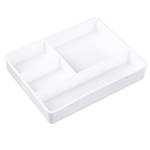Drawer Divider Tray, Simple Appearance Desk Organizer Box ABS Plastic for Office Student Dormitory (White)
