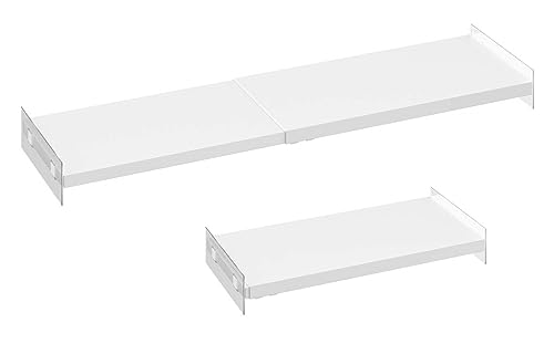 Closet Shelf Organizer Expandable Cabinet Tension Shelf Divider Heavy Duty Metal DIY Shelf Separator for Wardrobe Cupboard Cabinet Pantry Kitchen Bathroom,White,2packs - size: 7.9"D x 16.9"-31.5"W-2PCS
