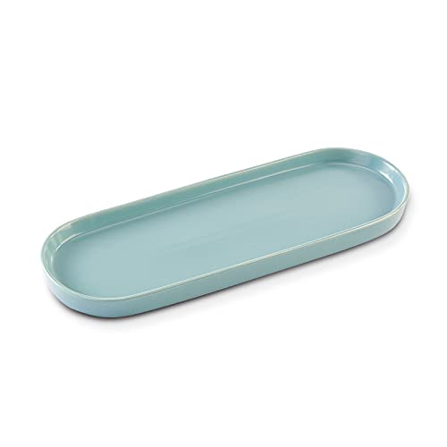 Simple Style Ceramic Sink Tray - Bathroom and Kitchen Cosmetics Dish, Candle and Perfume Tray (Blue) - color: Blue