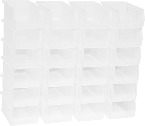 Akro-Mils 30220 AkroBins Plastic Storage Bins, Space-Saving Stackable Bins for Garage, Pantry, Craft Organization, 7" x 4" x 3", Clear, 24-Pack - color: Clear