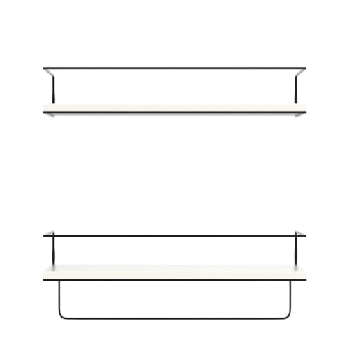 Shario White Floating Shelves - Set of 2, Wall Mounted Hanging Shelves with Black Towel Rack, Decorative Storage Shelves for Bathroom, Kitchen, Living Room & Bedroom (Modern White, 15.7 Inches) - color: Modern White