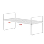 Expandable Cabinet Shelf Organizers, Stackable Metal Shelves Extender for Kitchen Countertop Storage, Adjustable Spices Shelves Rack Stand for Cupboard Pantry, White - size: 1Pack-Special-8''Wx(16.5-27'')Lx9.6''H-White
