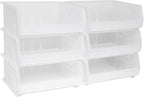 Akro-Mils 30250 AkroBins Plastic Storage Bins, Space-Saving Stackable Bins for Garage, Pantry, Craft Organization, 15" x 16" x 7", Clear, 6-Pack - color: Clear