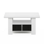 Furinno Andrey Coffee Table, Small Modern Coffee Table with Storage and Bin Drawer, Side Table for Living Room, Bedroom, Home Office, White - color: White/Black, style: 2 Bin