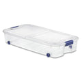 66 Quart Wheeled Latch Box, Clear Underbed Storage Bin with Lid, Blue