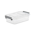2.7 Quart Modular Latch Box, Clear Plastic Storage Box with Write-on ID Latches, Gray