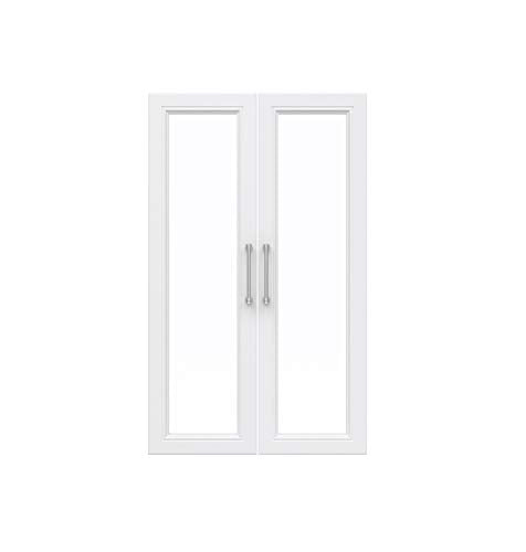 ClosetMaid Modular Storage Pair Set, 2 Glass Pane Doors, Wood Closet Organizer Shaker Style, Add On Accessory for Shelf Units, White, 34.88" H x 21.02" W x 1.81" D - color: White
