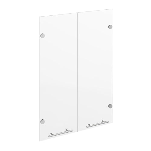 ROOMTEC Modular Closet System Glass Door Pair Set, Clear Frameless Tempered Glass Panels, Add-On for Medium Hanging, Short Tower & Shoe Shelf Units, 35.83" H × 25.5" W - size: Frameless Glass Door – 25.5"W x 35.83"H
