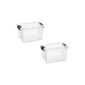 Superio Mini Storage Container Plastic Crayon Box Art Supplies and Sewing Case Stackable Clear Small Organizer for Beads, Stationery, Chalk, and Food, 1.4 Quart, 2 Pack - size: 1.4 Quarts, style: 2 Pack