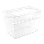 Sterilite 6 Pack Storage Box, 41 Quart Stackable Tote, Clear Plastic Container with Secure Snapping Lids for Home and Office Organization, White - size: 41 Quart, style: 6