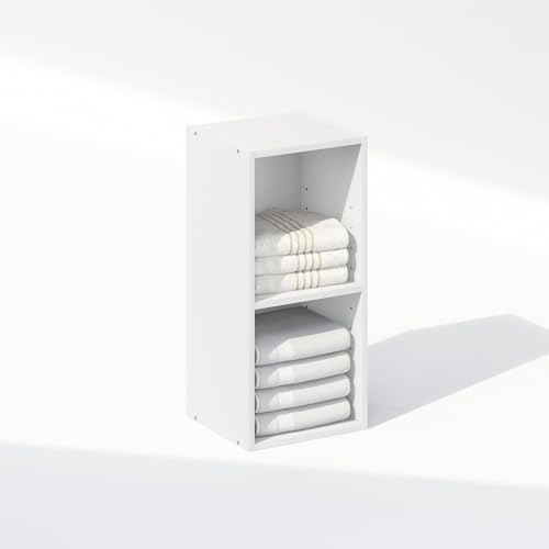 Furinno Reed 2-Tier Closet Organizers and Storage, Closet Organizer, Open Shelf Closet Storage, for Wardrobe, Bedroom, Living Room, 10-Inch Width, White - color: White, size: 2-Tier; 9.8" W