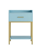 Nightstand,Modern Bedside Table Night Stand with Storage Drawer and Open Shelf,Small End Side Table for Bedroom,Living Room,Blue - color: Blue