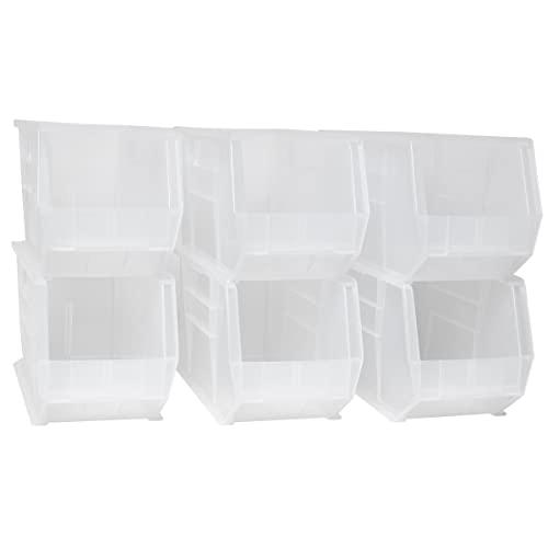 Akro-Mils 30265 AkroBins Plastic Storage Bins, Space-Saving Stackable Bins for Garage, Pantry, Craft Organization, 18-" x 8.25-" x 9-", Clear, 6-Pack - color: Clear