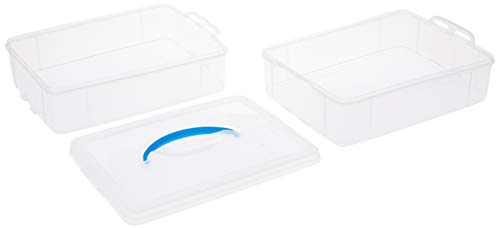 Snapware Snap 'N Stack Portable Storage Bin for Tools and Craft Storage, 14.1 x 10.5-Inch Clear BPA-Free Container, Tool Box with Stackable Trays, Microwave, Freezer and Dishwasher Safe (Pack of 4) - size: 14.1 x 10.5-Inch (Pack of 4)