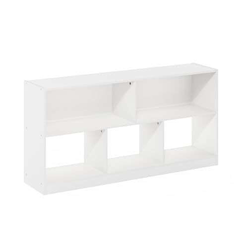 Furinno DALY Book Shelf, 5-Cube Bookshelf, Horizontal Cube Storage Organizer Bookcase, 10.9 x 47.2 x 23.6, for Living Room, Bedroom, Home Office, White - color: White, size: Standard, 5-Cube