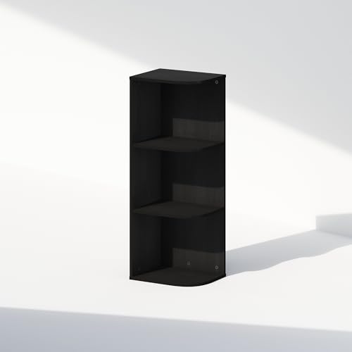 Furinno Reed Corner Shelf, 3-Tier Corner Bookshelf, Book Shelf, Corner Shelves, Storage Rack, for Organization and Storage, Home Office, Living Room, Blackwood - color: Blackwood, size: 3-Tier Corner
