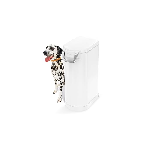 simplehuman 35 Liter, 40 lb / 18.1 kg X-Large Pet Food Storage Container for Dog Food, Cat Food, and Bird Feed, White - color: White, size: X-Large