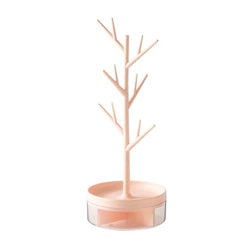 1Pc Branch Jewelry Box, Rotating Rack, Jewelry Storage Box - color: pink