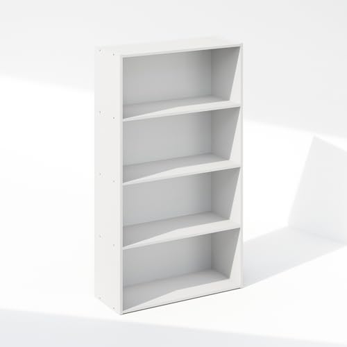 Furinno Reed Closet Organizers and Storage, 4-Tier Closet Organizer, Open Shelf Closet Storage, for Wardrobe, Bedroom, Living Room, White - color: White, size: 4-Tier, 23.6"W