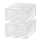 IRIS USA 30 Qt. Plastic Drawer Storage Organizer Stacking Drawers, 2-Pack, Stackable Unit with Sliding Drawer for Clothes Bedroom Kitchen Under Sink Pantry Craft Room Bathroom Dorm Office, White - size: 30 Qt., style: 2 Pack