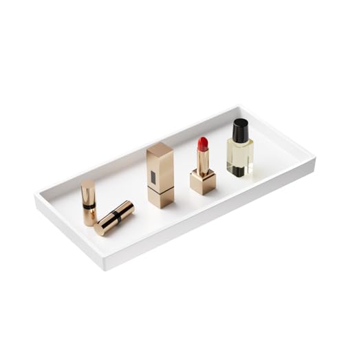 Vanity and Bathroom Tray, 9.8" ABS Countertop Organizer,Waterproof Vanity Tray for Toilet Tank,Perfume,Soap,Keys,Bathroom Accessories,Kitchen and Bath Trays,Non Slip Small Trays,White - color: White, size: 9.8" x 4.7" x 0.7"