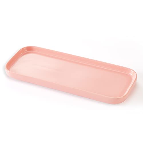 Ceramic Bathroom Tray,Kitchen Sink Organizer Tray,Cosmetics Holder (Pink) - color: Pink