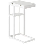 HOOBRO Foldable End Table, C Shaped Side Table with Storage Shelf, Small Snack Table Suitable for Living Room Bedroom Small Spaces, Easy Assembly, White WW29SF01 - color: White