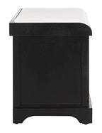 SAFAVIEH Home Collection – Freddy Black Storage Bench with Wicker Baskets & Cushion, Entryway Seating Bench, Fully Assembled (AMH5736B) - color: Black