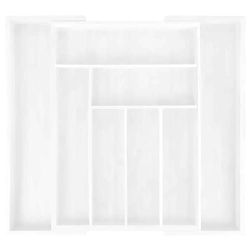 Masirs Expandable Bamboo Kitchen Drawer Organizer - Adjusts to Fit Drawer Size, Ideal for Silverware, Utensils, and Office Supplies, Durable Bamboo Construction - color: White