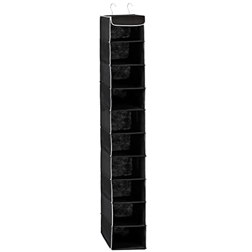 ZOBER Hanging Closet Organizer, 10-Shelf - Hanging Storage Organizer Shelves for Clothes, Towels, Toys - College Dorm Room, Nursery, & Home Closet - color: Black, size: 10-Shelf