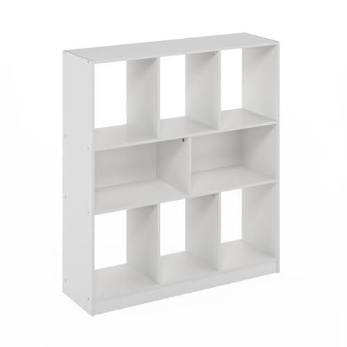 Furinno DALY Book Shelf, 8-Cube Bookshelf, Horizontal Cube Storage Organizer Bookcase, 10.9 x 35.4 x 39.4, for Living Room, Bedroom, Home Office, White - color: White, size: Horizontal, 8-Cube