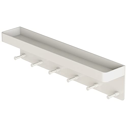 MKO Key Holder for Wall, Mail Organizer and Key Rack Wall Mount with Tray & 6 Hooks for Hallway (White) - color: White 1pcs