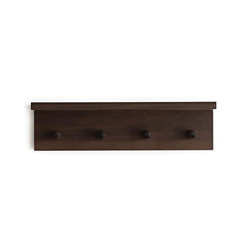 Entrance Coat Rack ，Coat Hooks, Wall-Mounted Wooden Hook Rack, Wall-Mounted Shelves are Very Suitable (Walnut Color Finish—A-1) - style: Walnut color finish—A-1