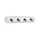 Spectrum Farmhouse Key Holder Wall Mount Rack for Entryway Garage Mudroom Hanging Organization, Easy Install Rustic Key Ring Holder Rack for Keychains Rings & Fobs, White Washed with Black Hooks