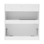 Wall Mounted Folding Desk with LED Light, Space-Saving Laptop Table for Home Office, Writing Workstation with Storage Shelves and Drawer, Floating Cabinet, 58x20x60cm (White) - color: White