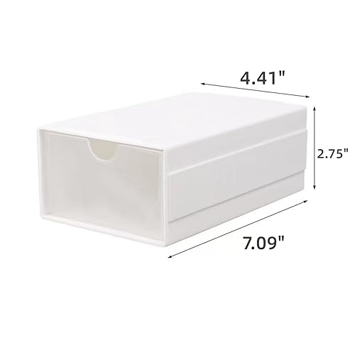 Feadily（4 Pack Plastic Desktop Storage Box with Clear Drawers, Can Be Freely Spliced and Combined, Small Parts Organizer, White