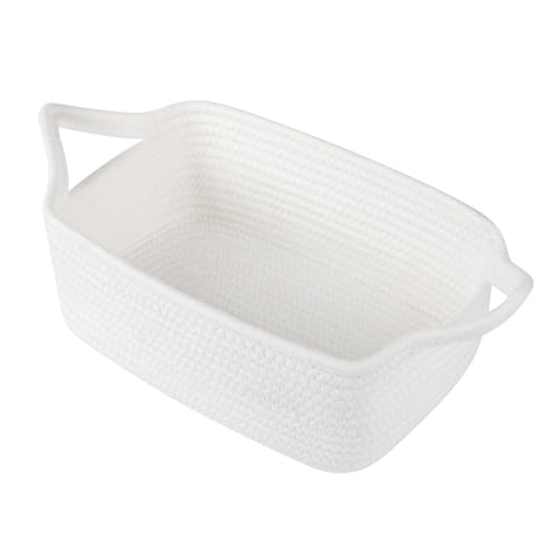 OIAHOMY 7L Woven Basket, Gift Basket Empty with Gift Bags and Ribbons, Rope Baskets for Baby Showers, Storage Baskets with Handles for Nursery, Pet Toy Organizer - White - color: White, size: Small: 11.81L*7.87W*4.72H