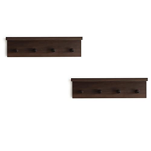 Entrance Coat Rack ，Coat Hooks, Wall-Mounted Wooden Hook Rack, Wall-Mounted Shelves are Very Suitable (Walnut Color Finish—A-2) - style: Walnut color finish—A-2