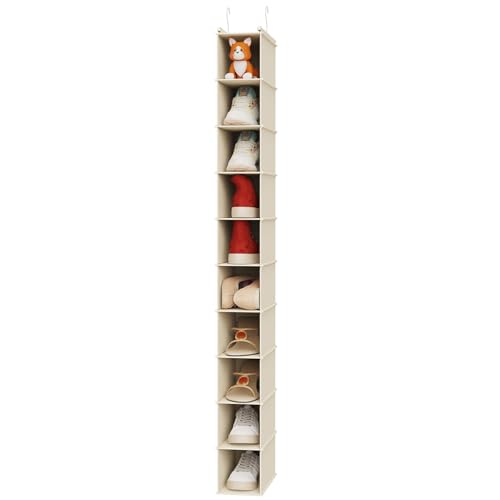 MAX Houser 10-Shelf Hanging Shoe Shelf Organizer, Hanging Shoe Storage for Closet (Beige) - color: Beige, size: 1-Pack
